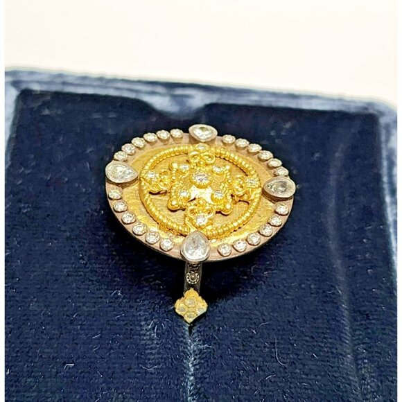 Armenta Old World 18K Gold & Silver Diamond Sapphire Ring 02742 Sz 7 – Excellent - Picture 3 of 16